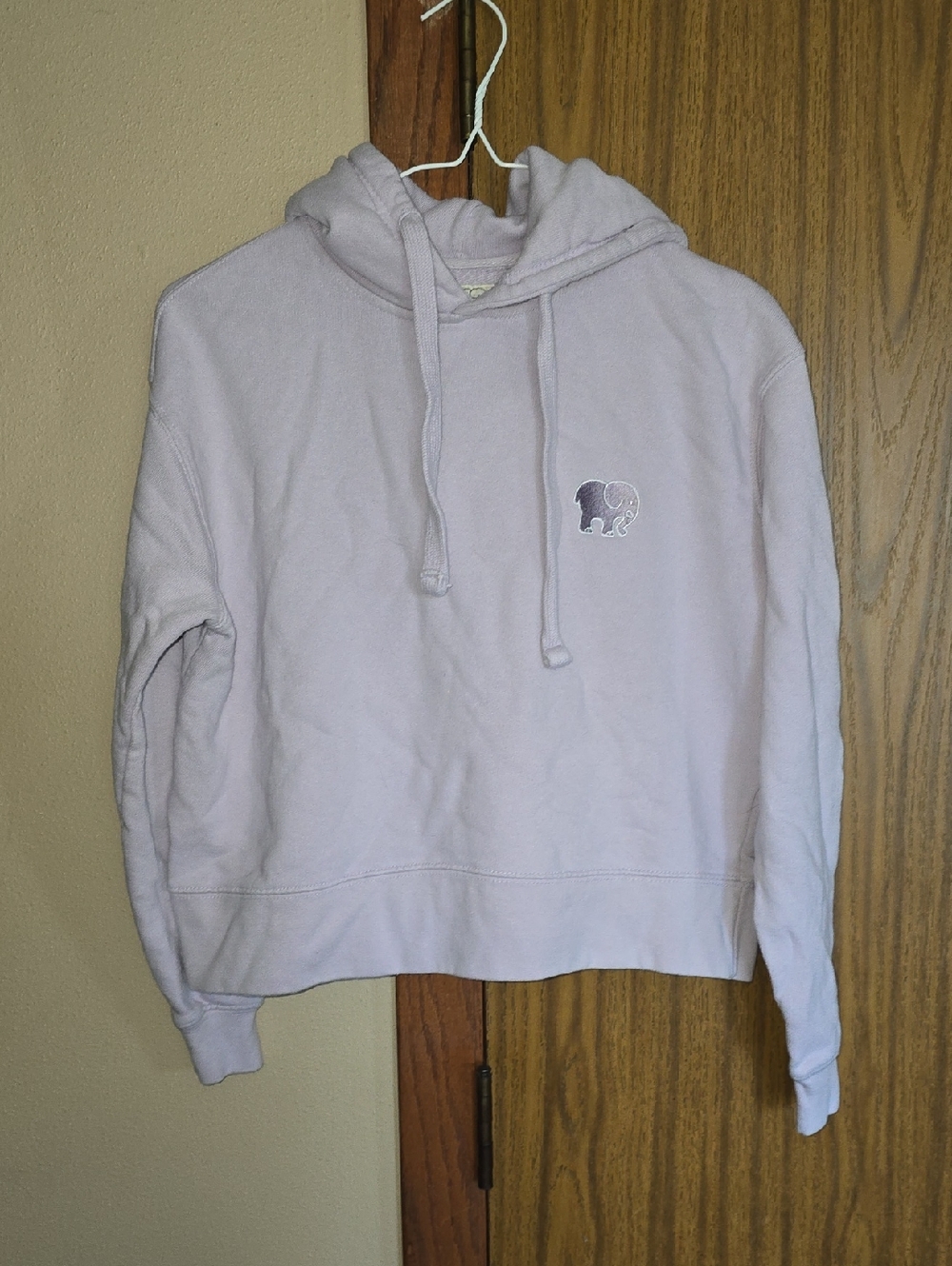 ivory ella Lavender Hooded Sweatshirt with Elephant Patch